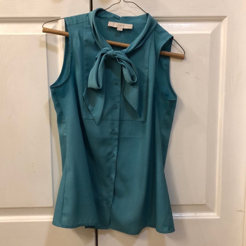Button down dressy top with neckline tie